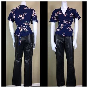 ANN TAYLOR 100% LEATHER moto BLACK PANTS SZ 4